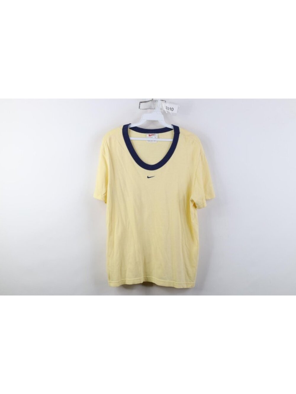Vintage 90s Nike Womens Large Travis Scott Center Swoosh T-Shirt Yellow USA